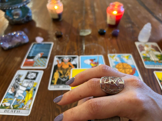 Therapeutic tarot reading with energetic cleansing, herbs, and crystals for emotional healing, spiritual alignment, and intuitive clarity