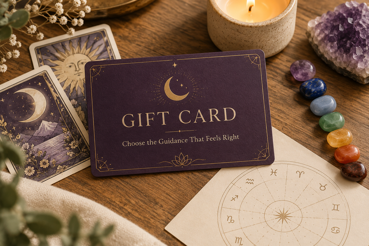 Spiritual gift card for Tarot readings, astrology and energetic healing services