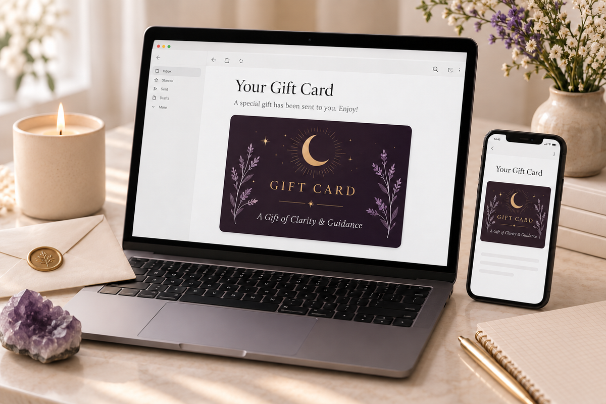 Digital Tarot and astrology gift card delivered by email